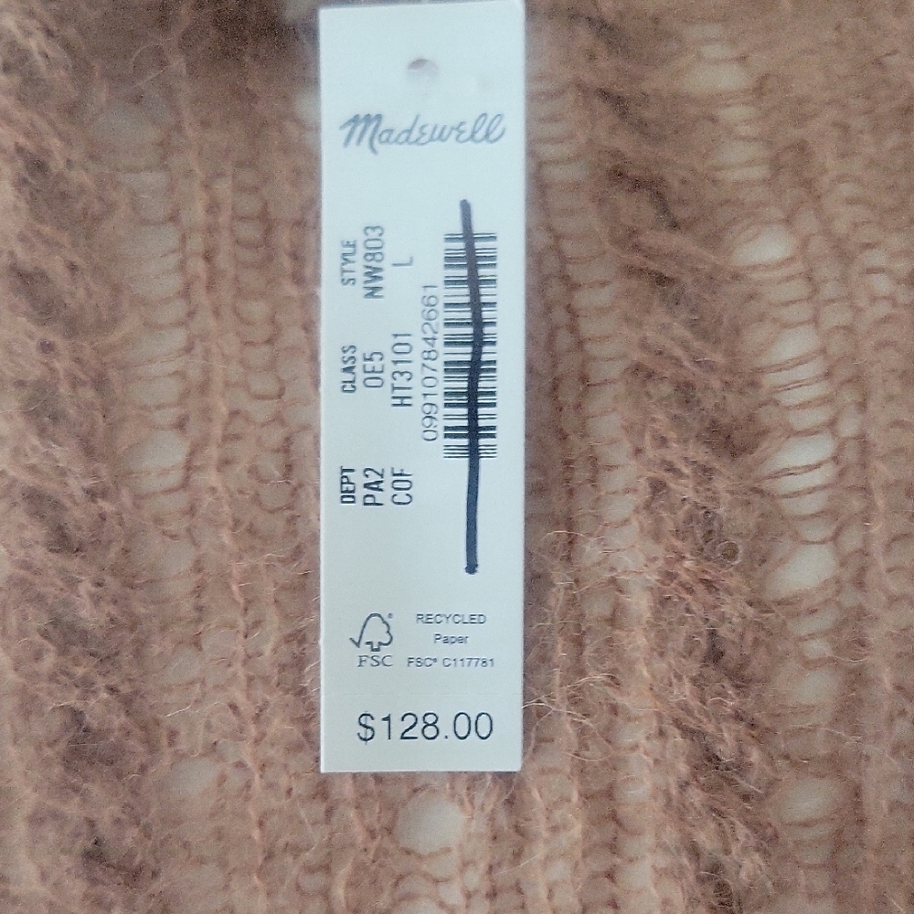Madewell Pointelle Stitch Cardigan In Coffee - Picture 6 of 16